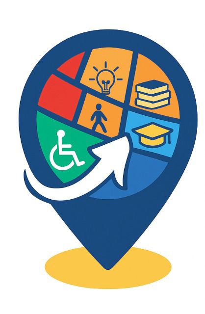 Mapa estilizado representando escolas inclusivas